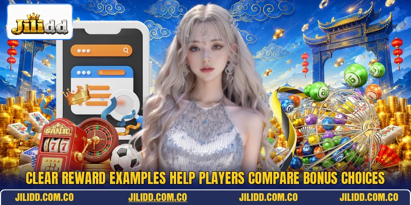 Clear reward examples help players compare bonus choices Clear reward examples help players compare bonus choices