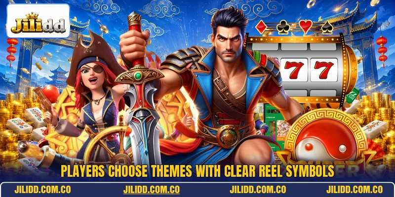 Players choose themes with clear reel symbols