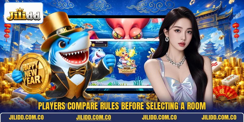 Players compare rules before selecting a room