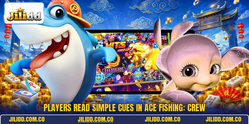 Players read simple cues in Ace Fishing: Crew